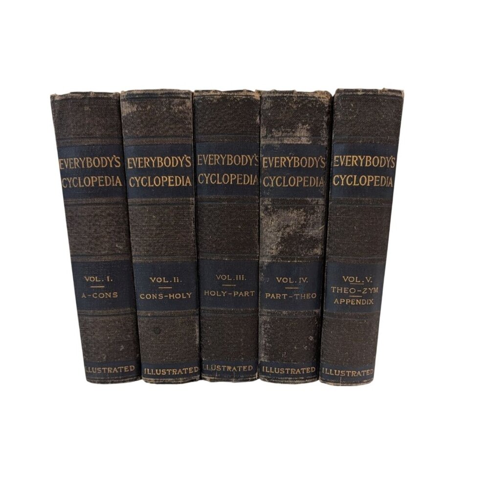 Everybodys Cyclopedia 5 Volume Set Hardcover 1912 Illustrated Antique Reference